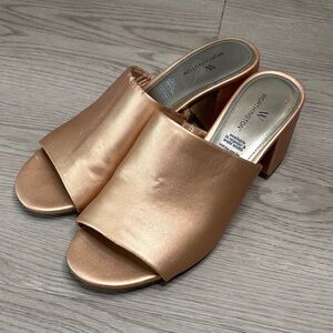 Worthington Metallic Rose Slide-On Block Heel Mules